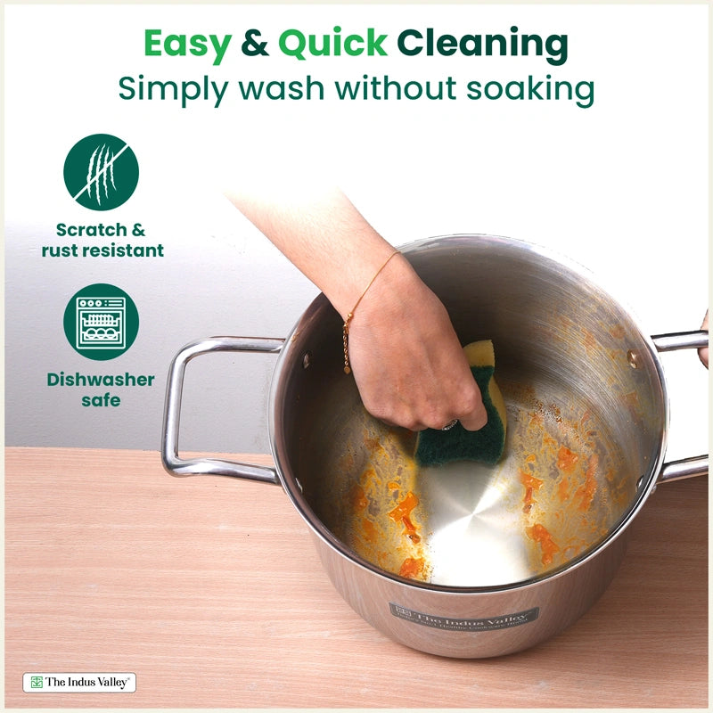 6L TurboCuk Tri-ply Stainless Steel Tall Biryani Pot/Casserole+ Glass Lid, Premium Quality, 3 Layer Thick Body, 100% Toxin-free, Non-stick, Induction & Gas