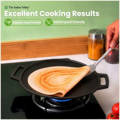 Super Smooth Cast Iron Cookware Set: (30cm)Tawa+ (26cm)Kadai+ (24.8cm)Fry Pan, Kitchen Set for Home, Pre-seasoned, 100% Pure, Toxin-free, Free ₹400 Tadka Pan
