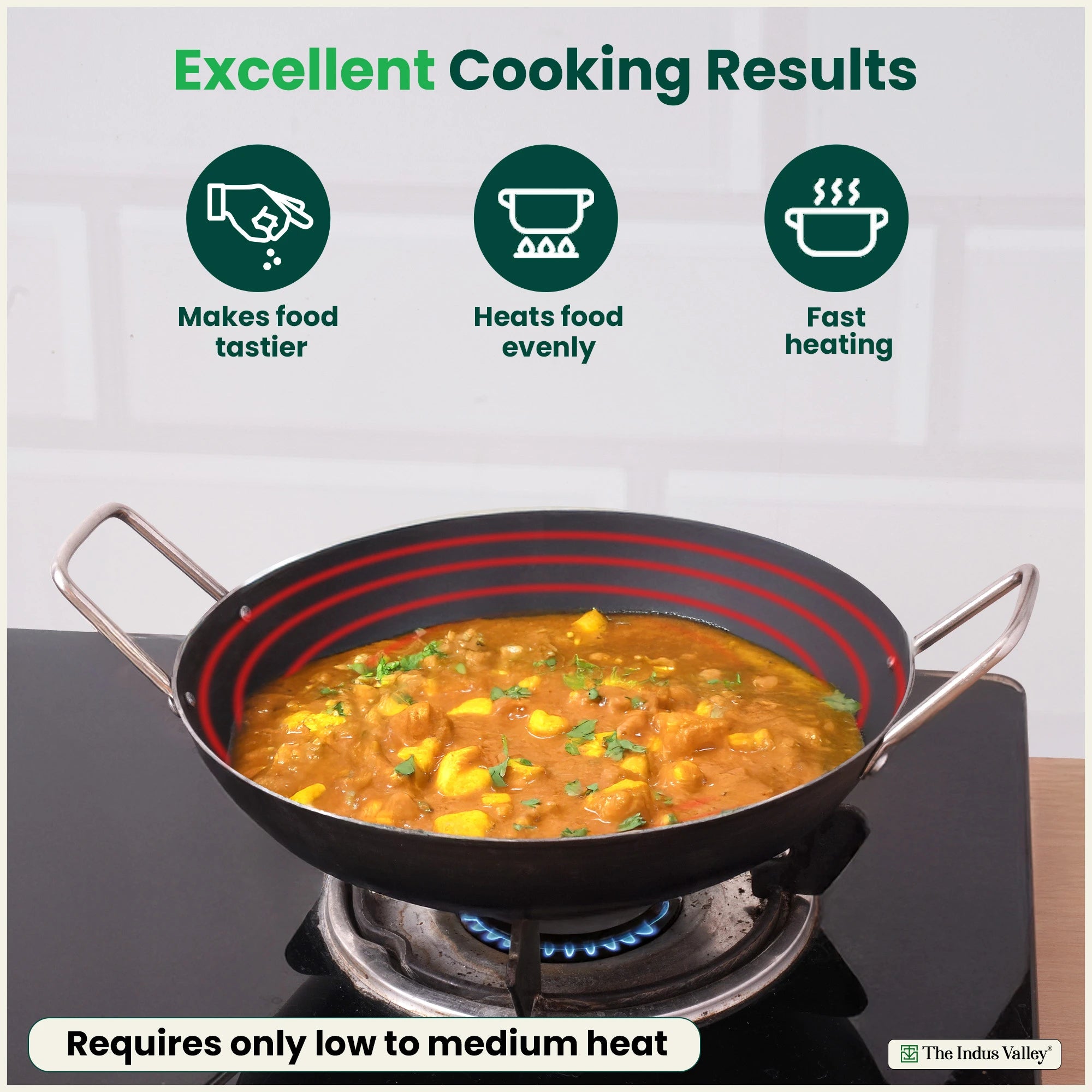 100% Pure Sheet Iron Cookware Set - Tawa(26cm), Fry Pan(25cm), Kadai(25cm) with Silicone Handle, Pre-Seasoned, Induction & Gas Compatible + Free ₹400 Tadka Pan