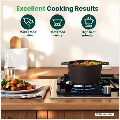 CASTrong Cast Iron Dutch Oven/ Casserole with Lid,Pre-seasoned, 100% Pure, Toxin-free, Induction, 21.4cm, 3L, 5.5kg