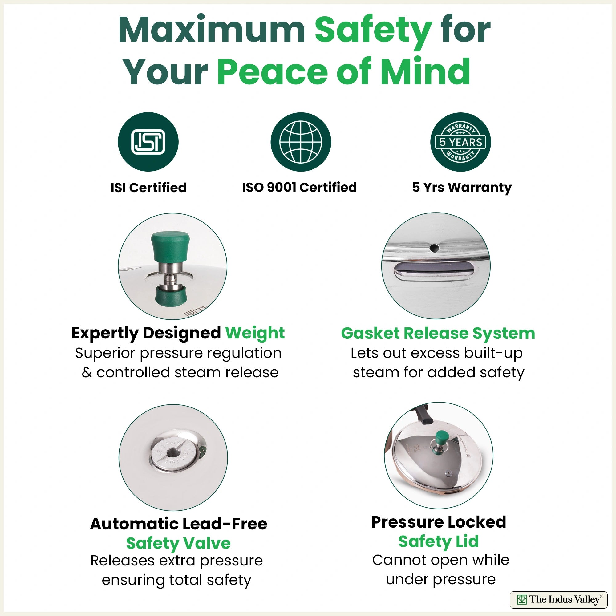 Tri-ply Stainless Steel Pressure Pan 1.5/3.5/5L, Premium Quality, 3 Layer Thick Body, Heavy Bottom, 100% Food-safe, ISI Certified, Induction & Gas