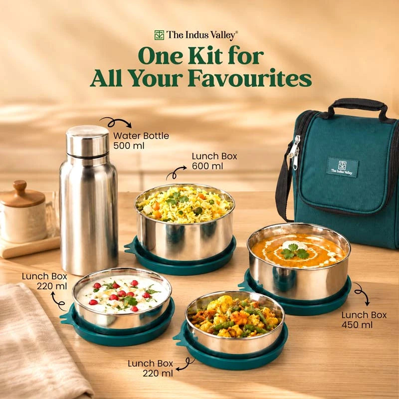 304 Stainless Steel Leakproof Lunch Box Set with Water Bottle & Insulated Carry Bag
