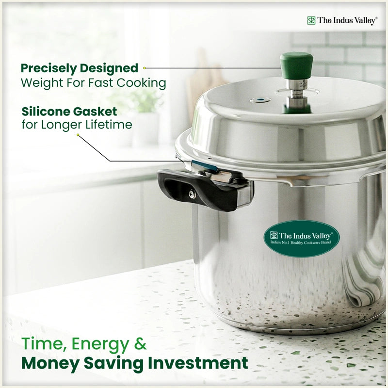 Premium Stainless Steel Outer Lid Pressure Cooker 8L, Premium Quality, Heavy Bottom, 100% Safe, ISI Certified, 3 Yr Warranty, Induction & Gas