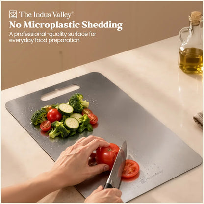 Premium Stainless Steel Chopping Board 35x25cm, Rust-Resistant, Hygienic, Easy to Clean, Kitchen Cutting Board