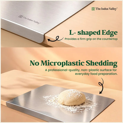 Premium Stainless Steel Counter top Chopping Board 30x40cm, Rust-Resistant, Hygienic, Easy to Clean, Kitchen Cutting Board