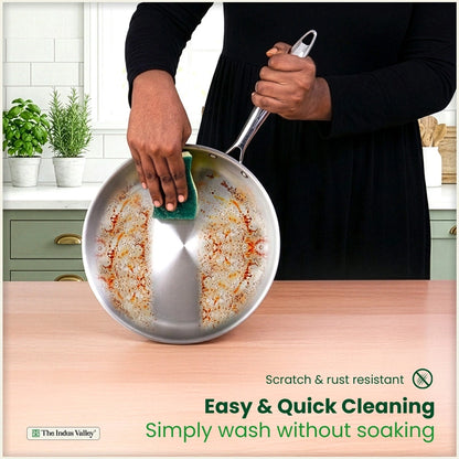 Tri-ply Stainless Steel Fry Pan, 3 Layer Thick Body, Premium Quality, 100% Toxin-free, Non-stick, Induction & Gas 20/24/26 cm