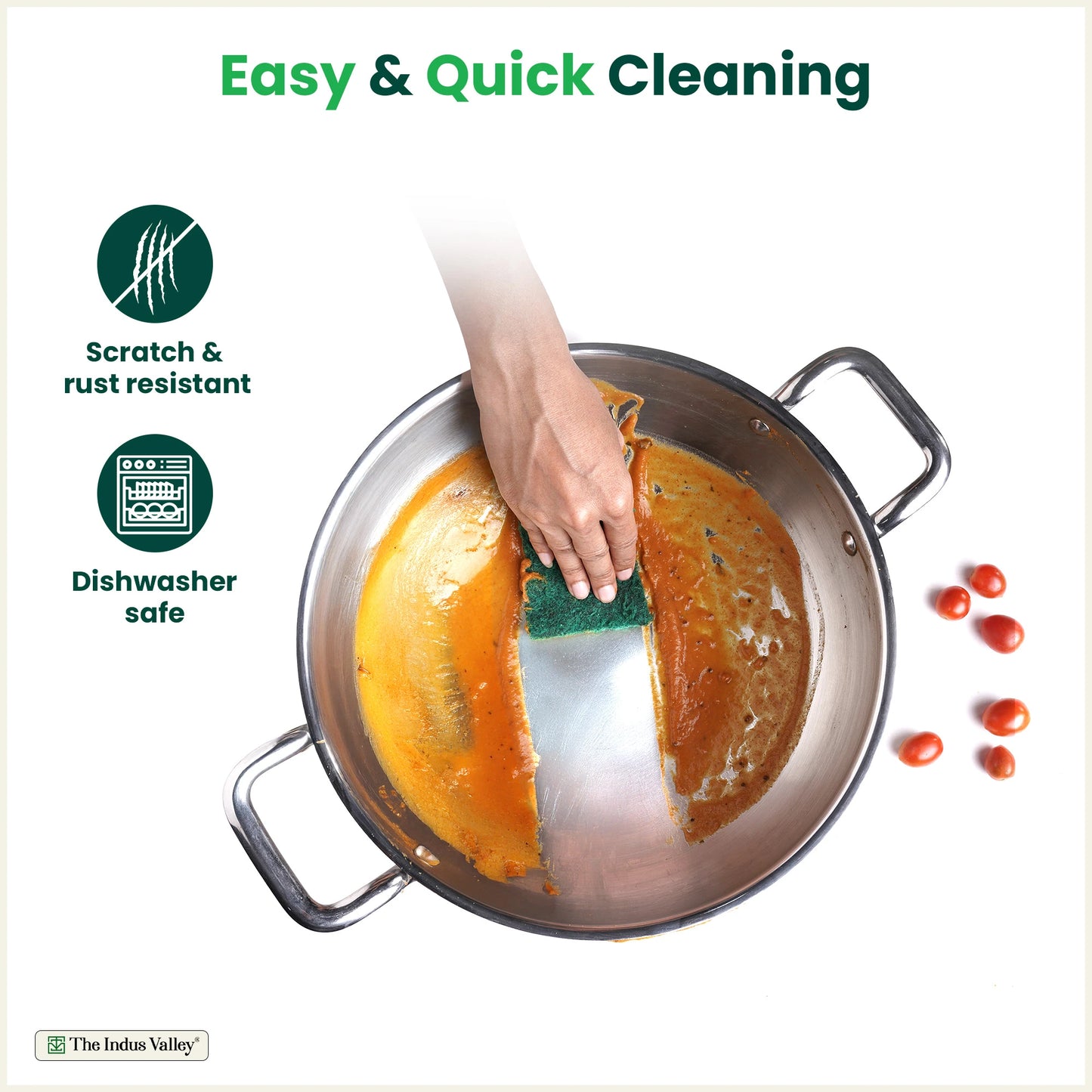 TurboCuk Tri-ply Stainless Steel Kadai+ Glass Lid, Premium Quality, 3 Layer Thick Body, 100% Toxin-free, Non-stick, Induction & Gas, 1.7/2.7/4L