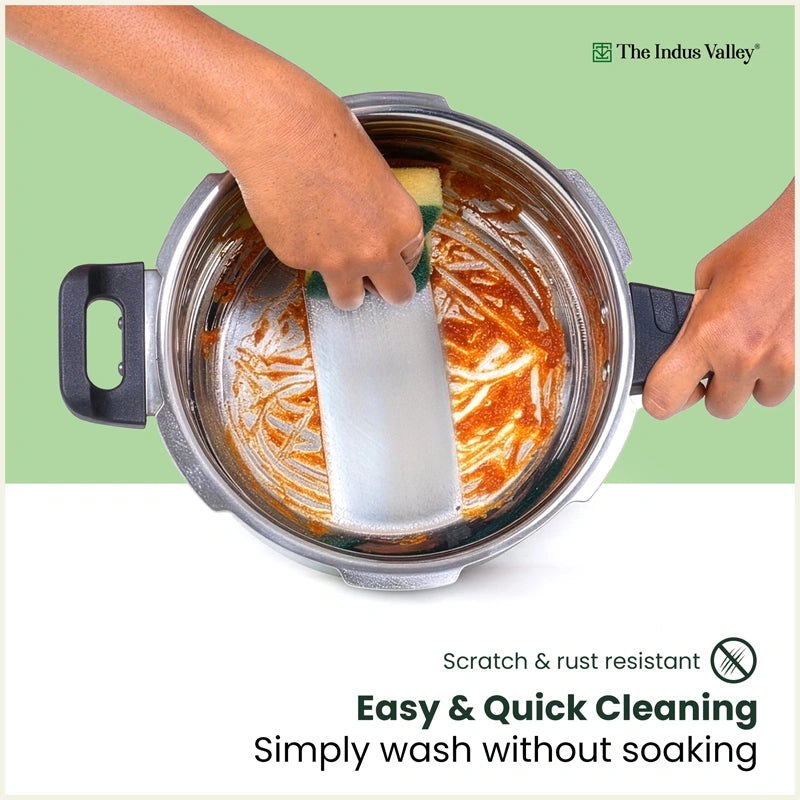 Tri-Ply Stainless Steel Outer Lid Handi Pressure Cooker 1.5L/3L /5.5L, 100% Food-Safe, 3 Layer Thick Body, Heavy Bottom, 5 Yr Warranty, Induction & Gas