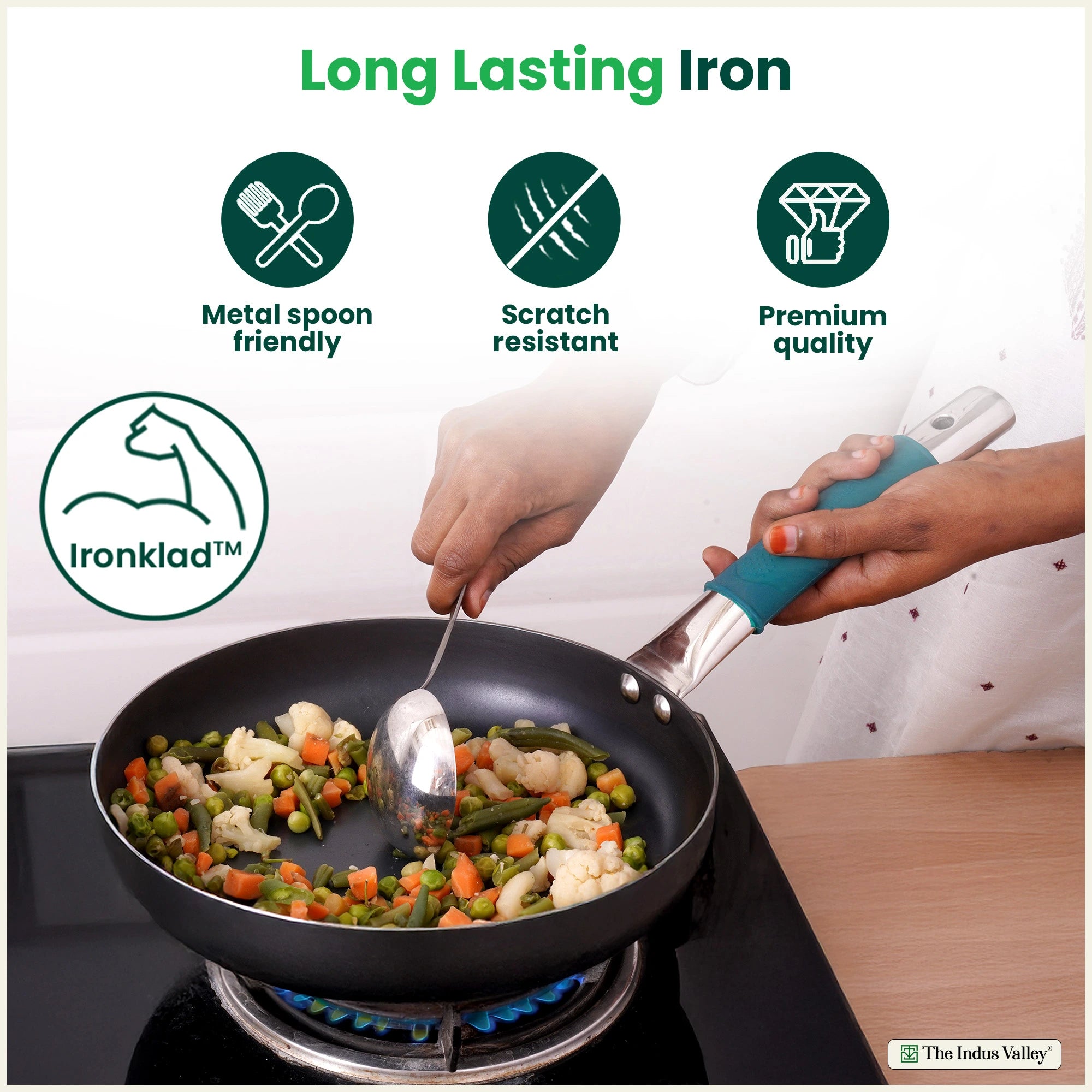 100% Pure Sheet Iron Cookware Set - Tawa(26cm), Fry Pan(25cm), Kadai(25cm) with Silicone Handle, Pre-Seasoned, Induction & Gas Compatible + Free ₹400 Tadka Pan