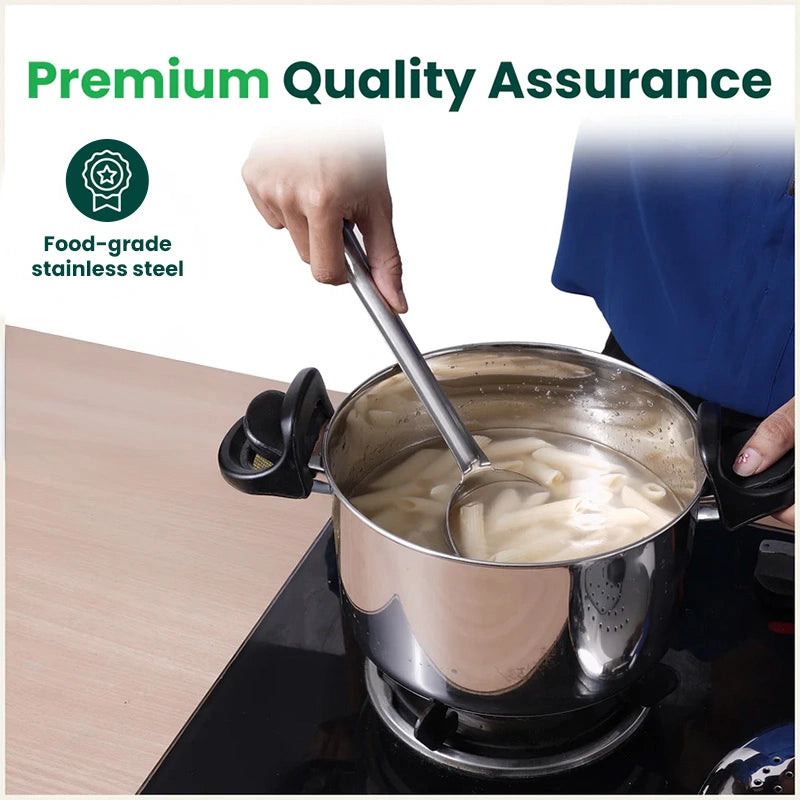 Premium Stainless Steel Rice Pot with Strainer Lid & Lock free Bakelite Handles 2.5/3.5L/5L, Tri-ply 3-Layer Heavy Bottom | Noodle/Pasta/Corn/Soya/Veggies Boiler Pot, Steamer Cooker, Induction & Gas