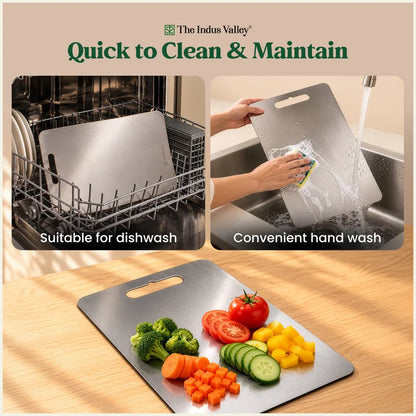 Premium Stainless Steel Chopping Board 35x25cm, Rust-Resistant, Hygienic, Easy to Clean, Kitchen Cutting Board