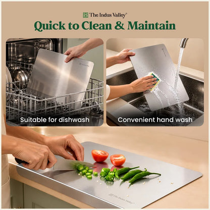 Premium Stainless Steel Counter top Chopping Board 30x40cm, Rust-Resistant, Hygienic, Easy to Clean, Kitchen Cutting Board
