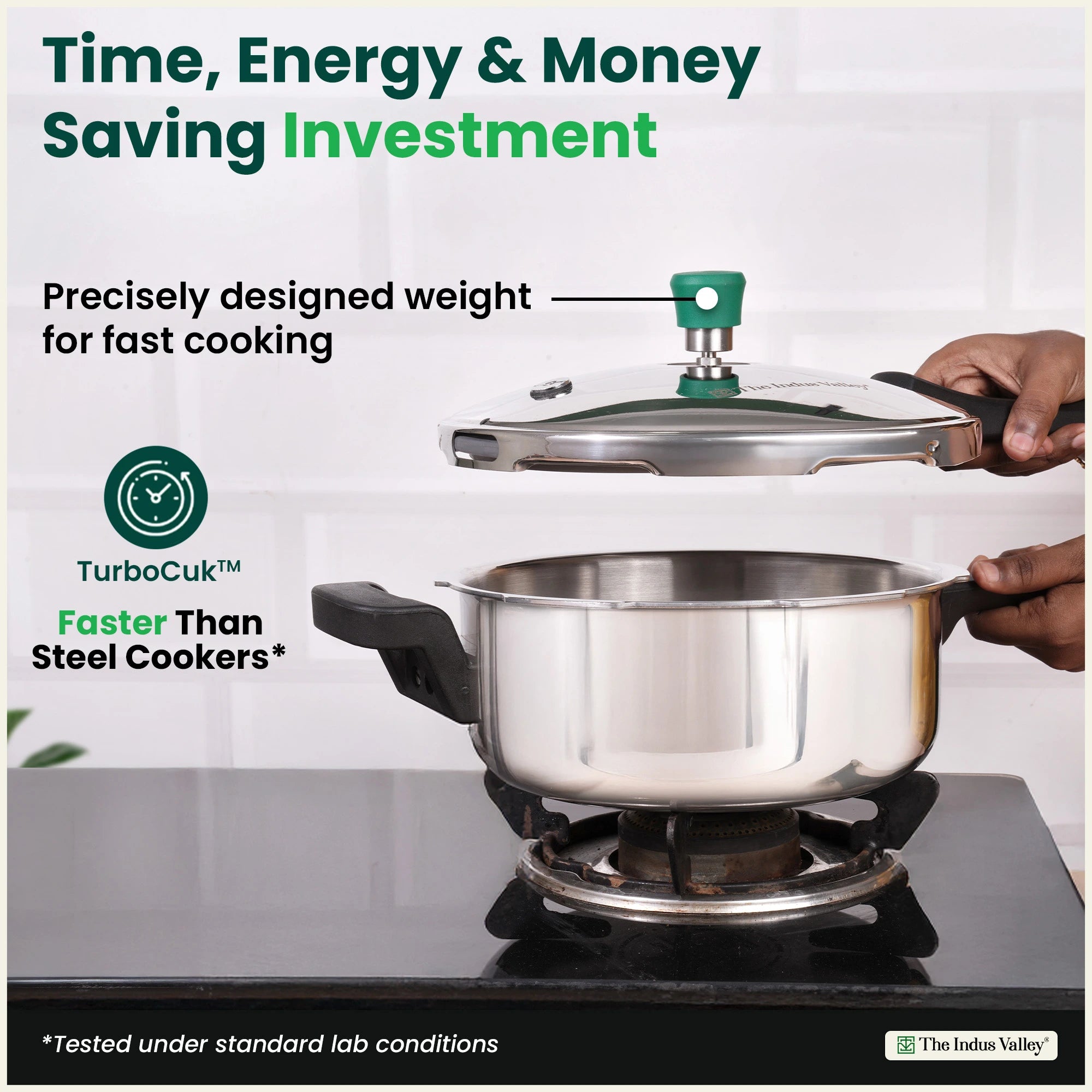 Tri-ply Stainless Steel Pressure Pan 1.5/3.5/5L, Premium Quality, 3 Layer Thick Body, Heavy Bottom, 100% Food-safe, ISI Certified, Induction & Gas