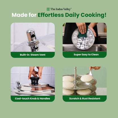 Premium Stainless Steel idlipot Regular and Mini idli plates Idli/ Momo Maker/ Veg Steaming Set, Induction & Gas compatible