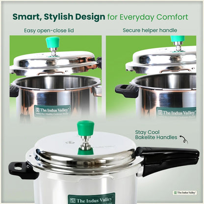Premium Quality RapidCuk 3/5L Tri-Ply Stainless Steel Pressure Cooker for Kitchen, 100% Food-Safe, 3 Layer Thick Body, Heavy Bottom, 5 Yr Warranty, Induction & Gas