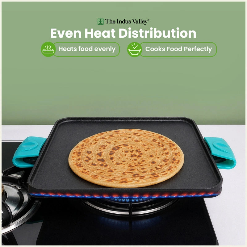 CASTrong Cast Iron Square Griddle / Grill Pan 10.5 Inch with Silicone Grip, Pre-seasoned, 100% Pure, Toxin-free, Induction Compatible