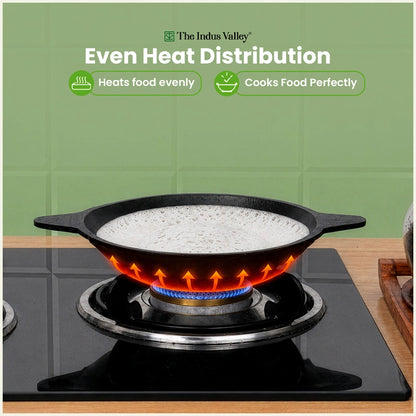Premium CASTrong Cast Iron Appam Pan 21.6cm, Pre-seasoned, Naturally Nonstick, 100% Pure, Toxin-free, Induction & Gas Compatible