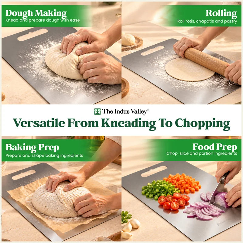 Premium Stainless Steel Chopping Board 35x25cm, Rust-Resistant, Hygienic, Easy to Clean, Kitchen Cutting Board