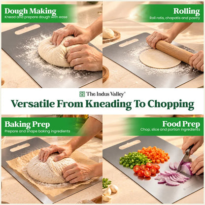 Premium Stainless Steel Chopping Board 35x25cm, Rust-Resistant, Hygienic, Easy to Clean, Kitchen Cutting Board