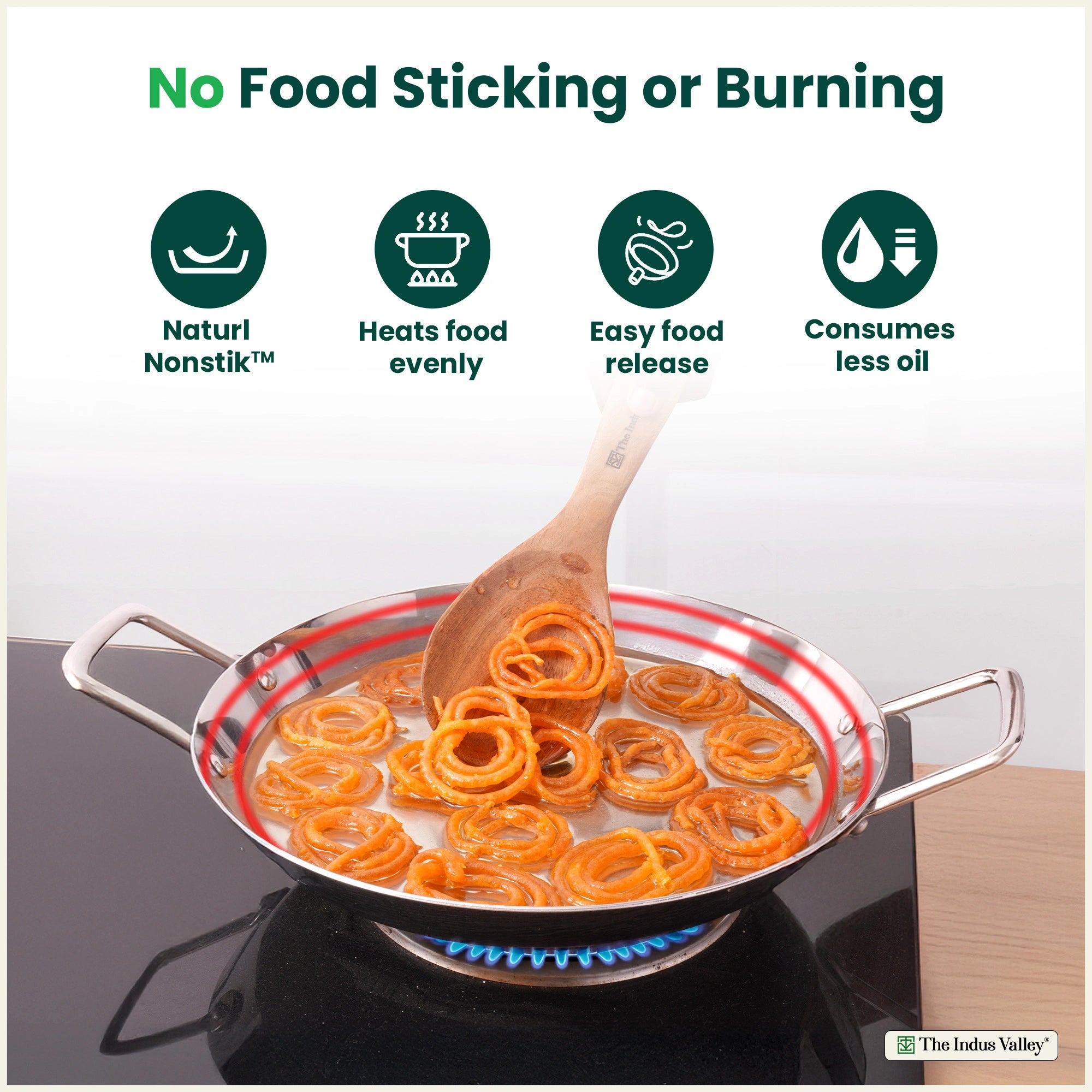 TurboCuk Tri-ply Stainless Steel Jalebi Pan 30cm, 1.5L | No Sticking, No Burning | With Steel Lid | Fast Heating, Healthy Cooking | Induction Safe