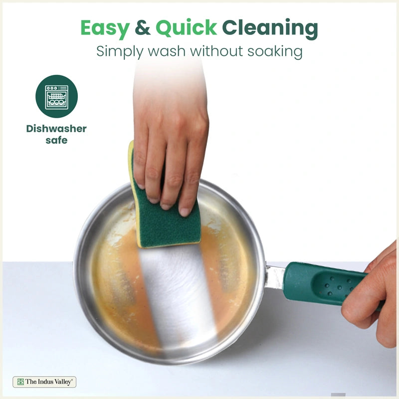 Premium Quality Stainless Steel Tadka Pan 13 cm, Soft-touch Handle, 100% Toxin-free, Non-stick, Induction & Gas
