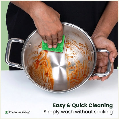 Triply Stainless Steel Deep Kadai & Steamer with Glass Lid -20cm Premium Quality, 3 Layer Thick Body, 100% Toxin-free, Non-stick, Induction & Gas