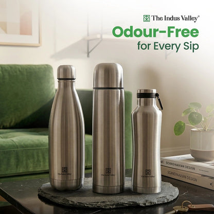 Stainless Steel Vacuum Insulated Bottle Combo 1L + 1L + 500 ml - Set of 3 – Leak Proof, Double Wall, Hot & Cold