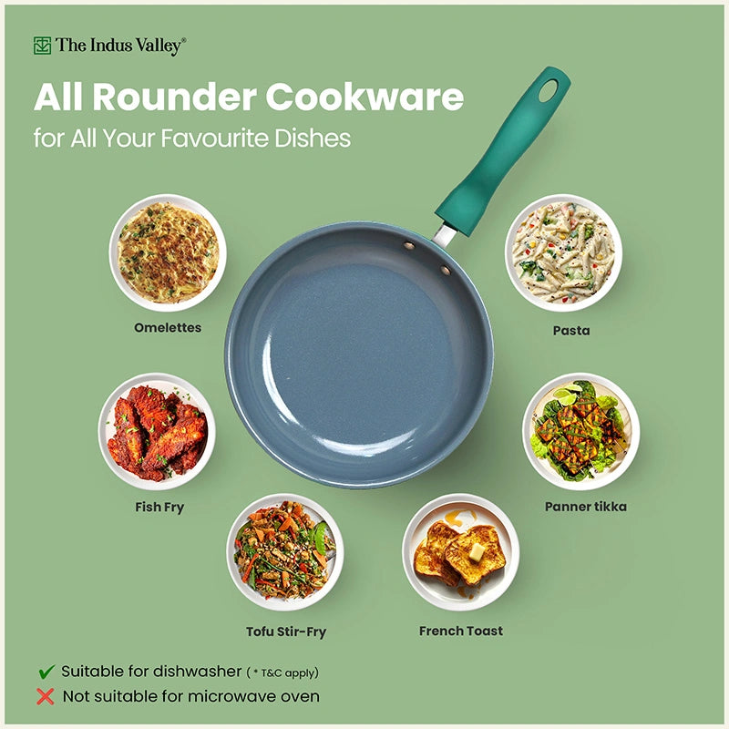 Tri-Ply Ceramic Fry Pan - 22cm, Ceramic Coating, 100% Toxin-Free, PFOA & PFAS Free, Non-Stick, Induction & Gas Compatible