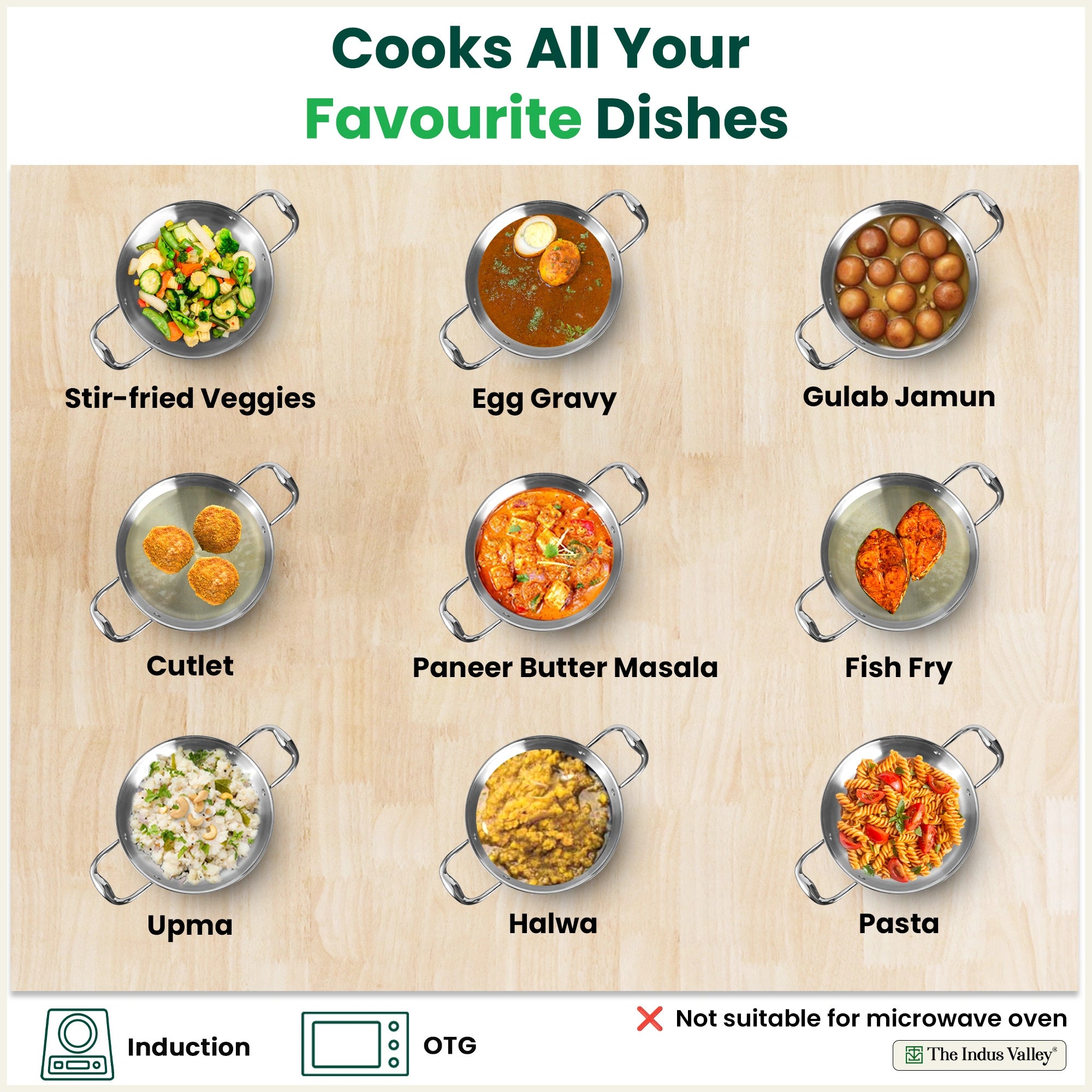 Tri-ply Stainless Steel Saute Pan 22cm 2L | No Sticking, No Burning | With Steel Lid | Fast Heating, Healthy Cooking | Induction Safe
