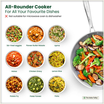 Tri-ply Stainless Steel Fry Pan, 3 Layer Thick Body, Premium Quality, 100% Toxin-free, Non-stick, Induction & Gas 20/24/26 cm