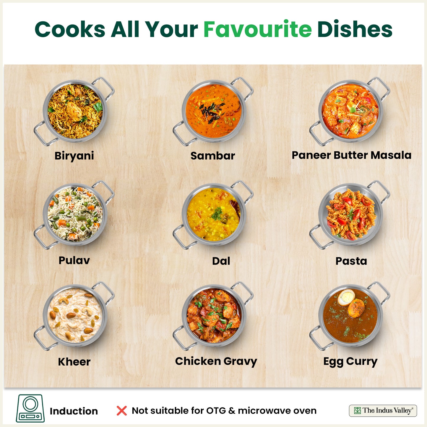 TurboCuk Tri-ply Biryani Cooking Pot/Casserole+ Glass Lid 2L, Wide Handi Shape, Premium Quality, 3 Layer Thick Body, 100% Toxin-free, Non-stick, Induction & Gas