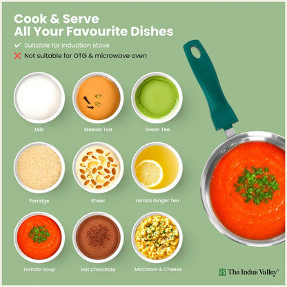Premium Stainless Steel Saucepan | Impact Bonded 3-Layer Bottom | Induction & Gas Compatible 16cm