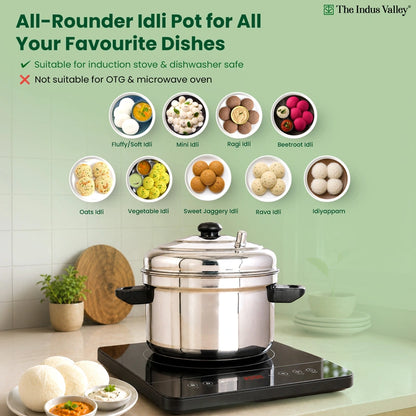 Premium Stainless Steel idlipot Regular and Mini idli plates Idli/ Momo Maker/ Veg Steaming Set, Induction & Gas compatible
