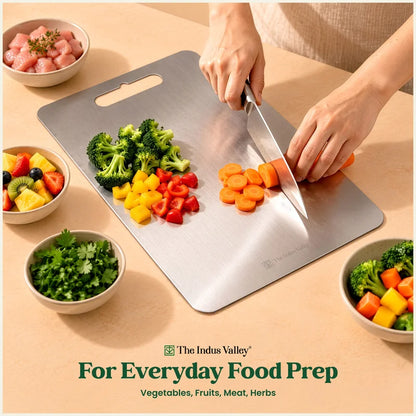 Premium Stainless Steel Chopping Board 35x25cm, Rust-Resistant, Hygienic, Easy to Clean, Kitchen Cutting Board