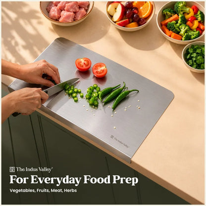 Premium Stainless Steel Counter top Chopping Board 30x40cm, Rust-Resistant, Hygienic, Easy to Clean, Kitchen Cutting Board