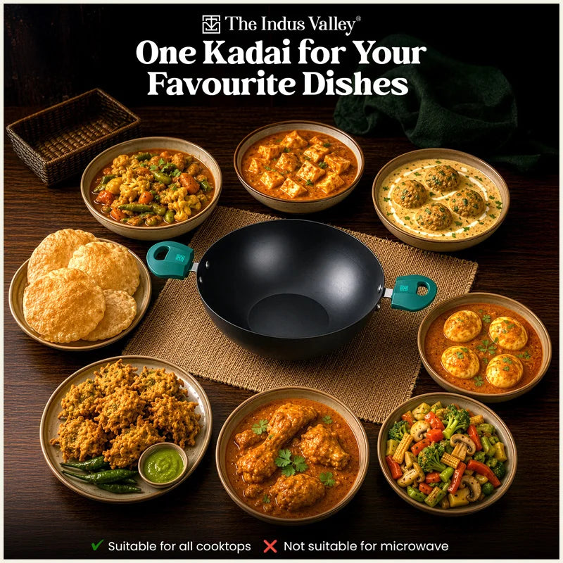Nitrided Carbon Steel Kadai 24cm | Rust-Free | No Sticking