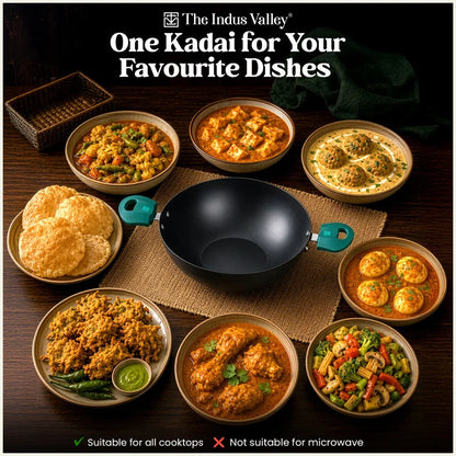 Nitrided Carbon Steel Kadai 24cm | Rust-Free | No Sticking