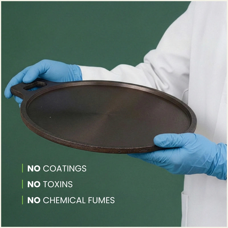 Super Smooth Cast Iron Tawa 28/30.2cm Pre-seasoned, Naturally Nonstick, 100% Pure, Toxin-free, Induction 2.3/2.4kg
