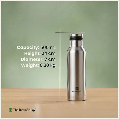 Stainless Steel Bottles with Flip Lid 500 ml Set of 2 – Double Wall, Vacuum insulated, Hot & Cold