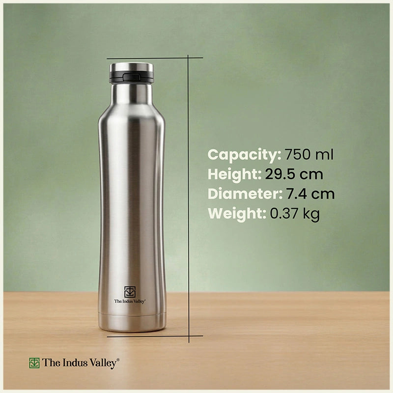 Stainless Steel Bottles with Flip Lid 750 ml Set of 2 – Double Wall, Vacuum insulated, Hot & Cold