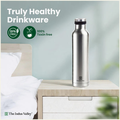 Stainless Steel Bottles with Flip Lid 750 ml Set of 2 – Double Wall, Vacuum insulated, Hot & Cold