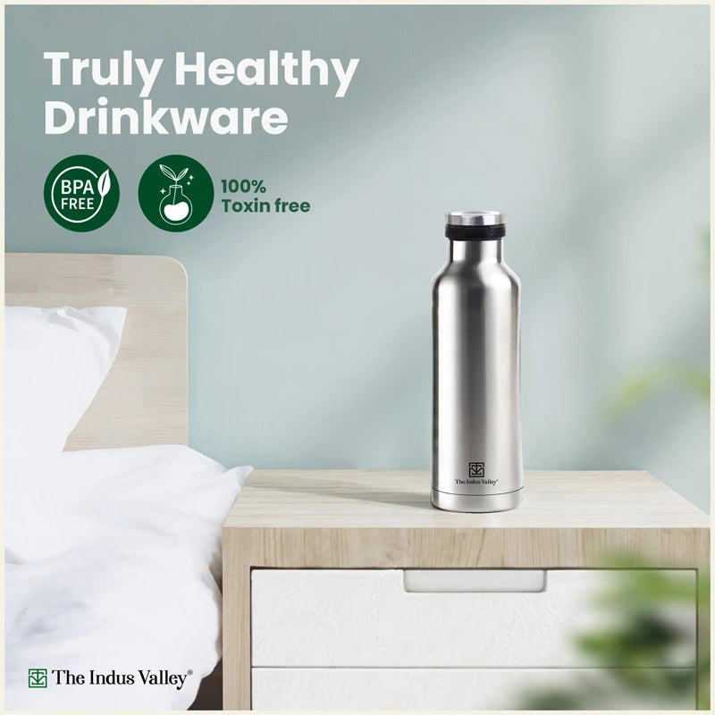 Stainless Steel Bottles with Flip Lid 500 ml Set of 2 – Double Wall, Vacuum insulated, Hot & Cold