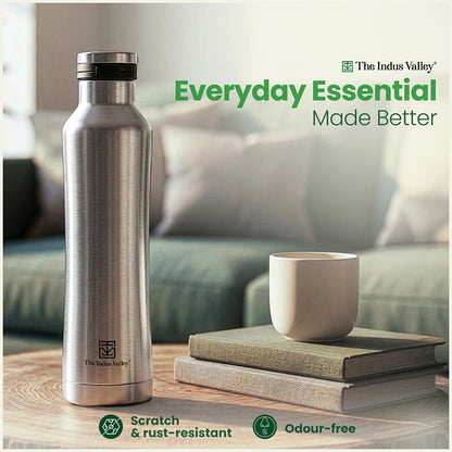 Stainless Steel Bottles with Flip Lid 500 ml & 750 ml Set of 2 – Double Wall, Vacuum insulated, Hot & Cold