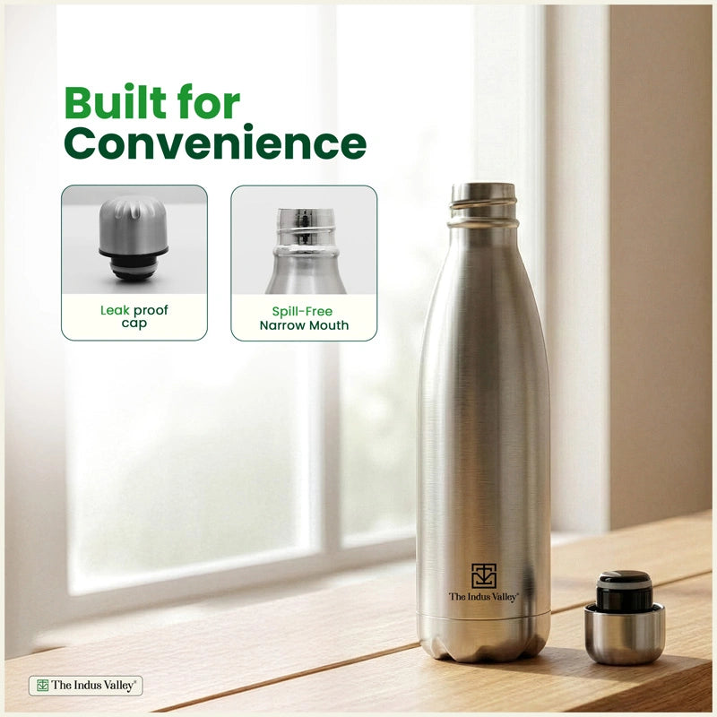 Stainless steel Cola bottles 1 Litre Set of 2 – Vacuum Insulated, Double Wall, Hot & Cold
