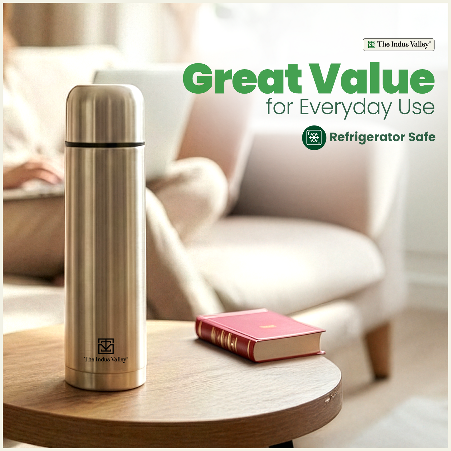 Stainless steel Bullet flasks with flip Lid 1 Litre Set of 2 – Double Wall, Vacuum insulated, Hot & Cold