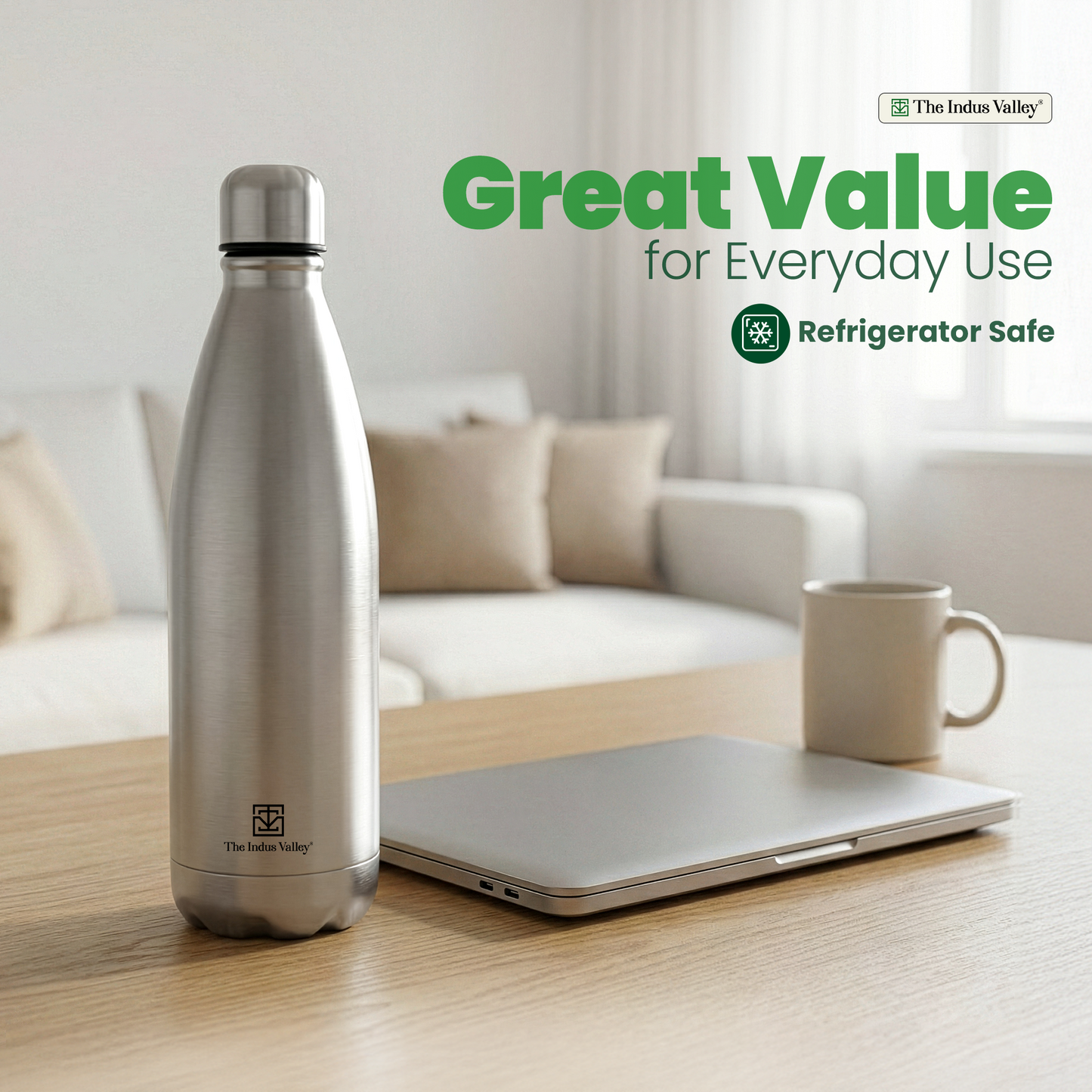 Stainless steel Cola bottles 1 Litre Set of 2 – Vacuum Insulated, Double Wall, Hot & Cold