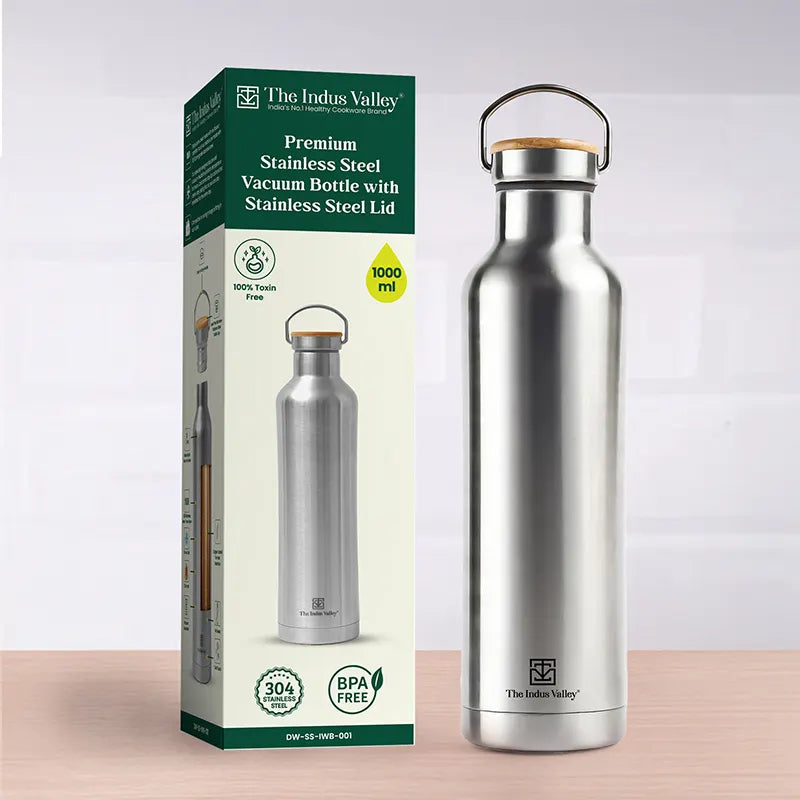 Premium Stainless Steel Vacuum Insulated Water Bottle 1000ml, Leak-proof