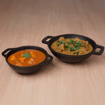 CASTrong Cast Iron Cookware Set - Kadai [1.4L]+Kadai [2.4L], Pre-seasoned, 100% Pure, Toxin-free