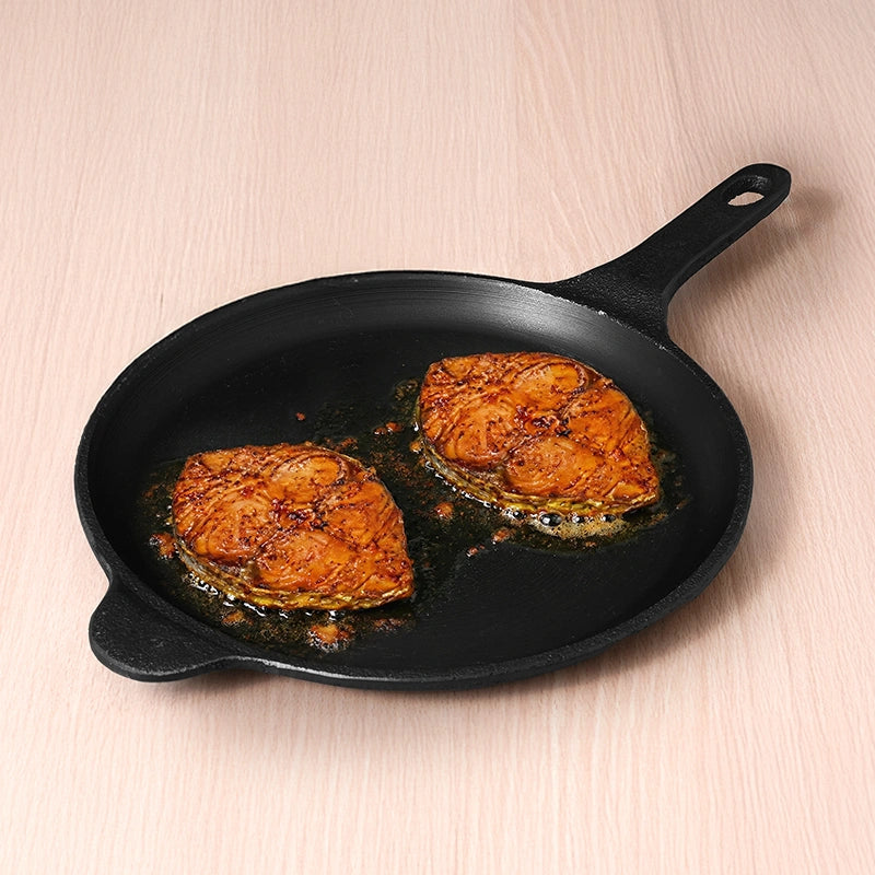 Super Smooth Cast Iron Shallow Fry Pan 24.6 cm, Pre-seasoned, Nonstick, 100% Pure, Toxin-free, Induction 1.6kg