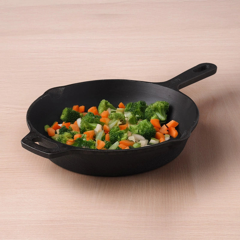 Super Smooth Cast Iron Fry Pan, 100% Pure, Toxin-free,Pre-seasoned, Induction, Non-stick, 20.3/25.4cm, 1.3/1.7L